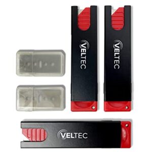 Veltec Auto Retractable Safety Utility Box Cutters, 3 Pack Cutters with 10 Extra Blades (VC800)