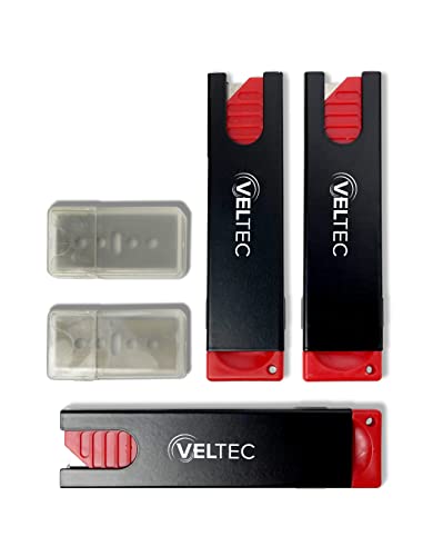 Veltec Auto Retractable Safety Utility Box Cutters, 3 Pack Cutters with 10 Extra Blades (VC800)