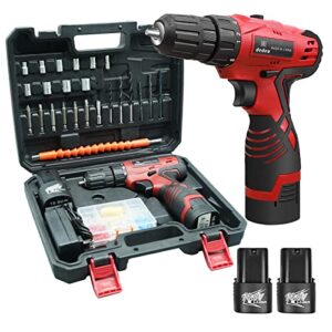 dedeo tool set with drill, 16.8v cordless hammer drill tool kit, cordless drill/driver set with 3/8 inch keyless chuck, 2pcs battery and charger for home tool kit