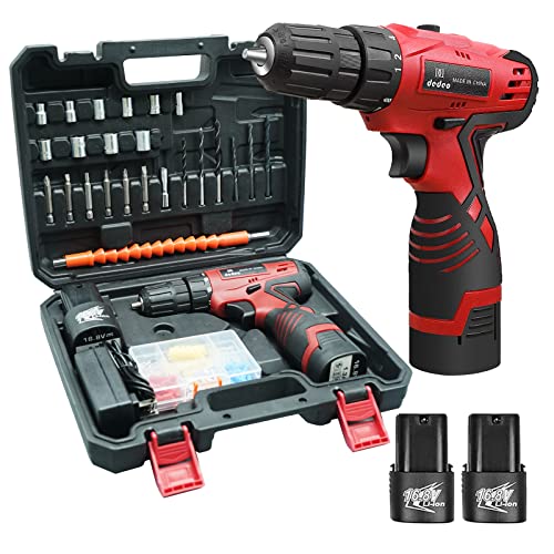 Dedeo Tool Set with Drill, 16.8V Cordless Hammer Drill Tool Kit, Cordless Drill/Driver Set with 3/8 Inch Keyless Chuck, 2PCS Battery and Charger for Home Tool Kit