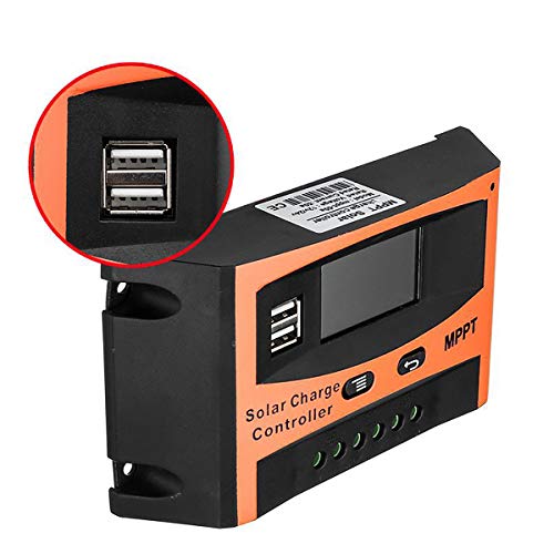 30A Solar Charge Controller,MPPT Solar Charger Controller, 12V/24V Solar Panel Intelligent Regulator with Dual USB Port and PWM LCD Display