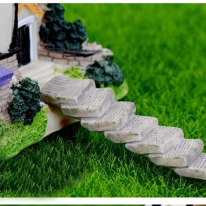 TOSSPER 2pcs Miniature Resin Bridge Stair Ladder Garden Fairy Ornament for Flower Pot Plant Home Bonsai Craft Decor