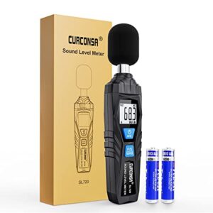 decibel meter, curconsa sound level meter, portable spl meter, 30db to 130db, lcd display, can be used in homes, factories and streets(black)