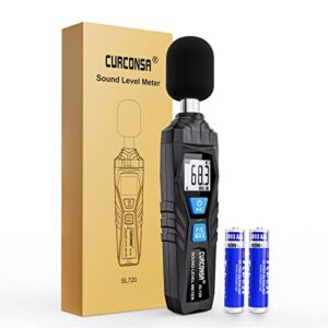 Decibel Meter, CURCONSA Sound Level Meter, Portable SPL Meter, 30dB to 130dB, LCD Display, can be Used in Homes, Factories and Streets(Black)