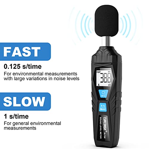 Decibel Meter, CURCONSA Sound Level Meter, Portable SPL Meter, 30dB to 130dB, LCD Display, can be Used in Homes, Factories and Streets(Black)