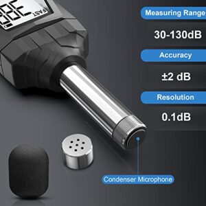 Decibel Meter, CURCONSA Sound Level Meter, Portable SPL Meter, 30dB to 130dB, LCD Display, can be Used in Homes, Factories and Streets(Black)