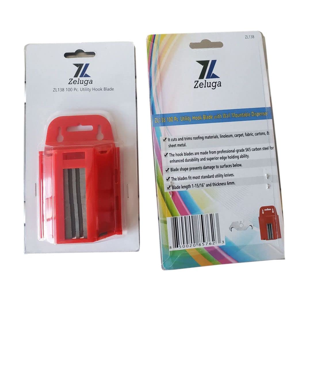 Zeluga ZL138 100 Pc. SK2 Steel Utility Hook Blade with Wall Mountable Dispenser