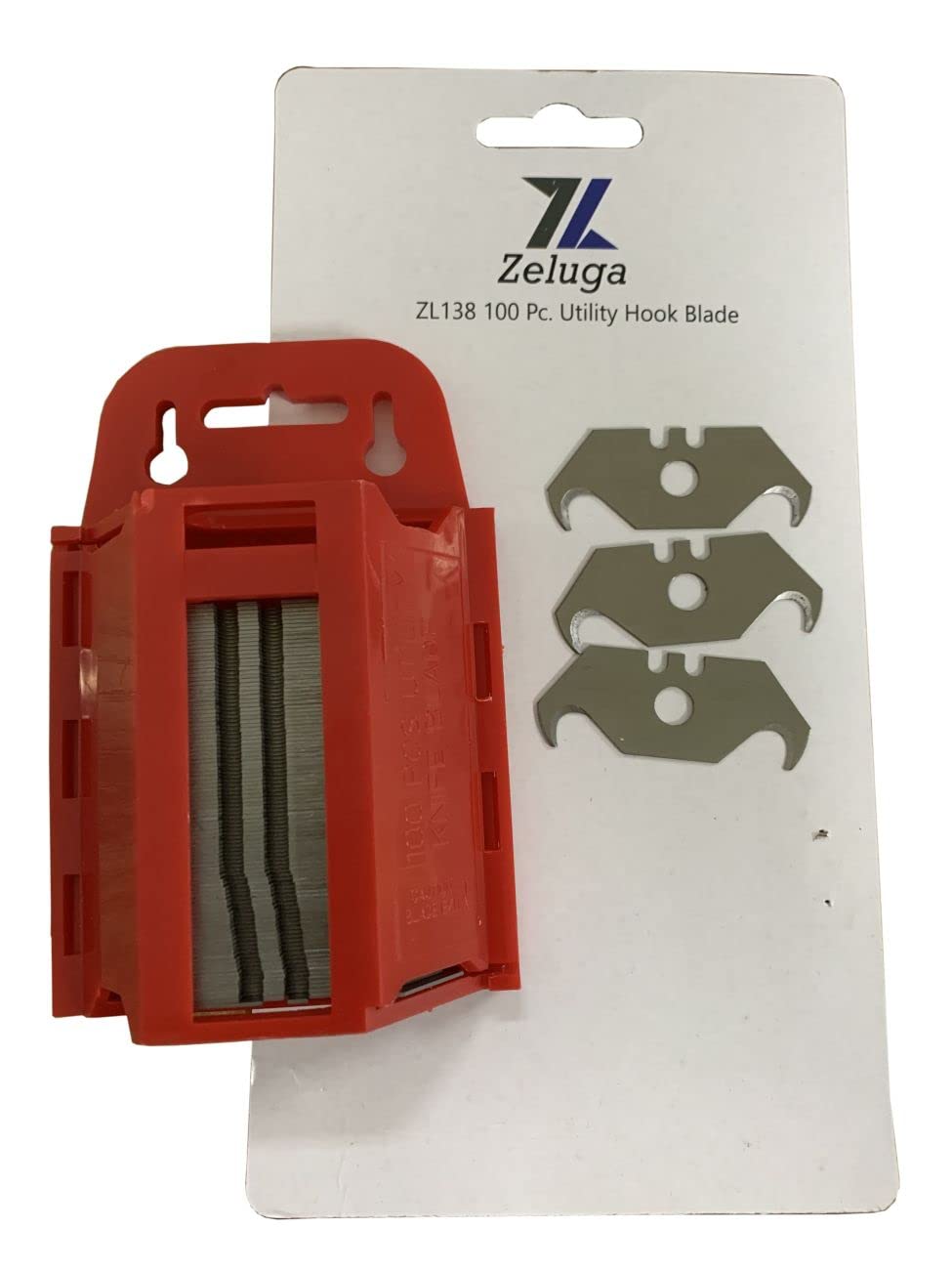 Zeluga ZL138 100 Pc. SK2 Steel Utility Hook Blade with Wall Mountable Dispenser