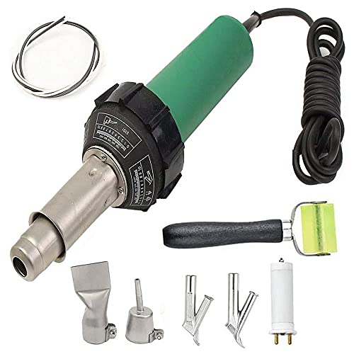 EGK-Tool Plastic Welder Gun Hot Air Plastic Welder Gun Kit Pvc Vinyl + Speed Nozzle Heat Element, 1600W