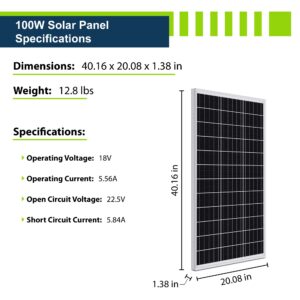 ExpertPower 1.3KWH 12V Solar Power Kit | LiFePO4 12V 100Ah, 400W Mono Solar Panels, 30A MPPT Solar Charge Controller, 2KW Pure Sine Wave Inverter Charger | RV, Trailer, Camper, Marine, Off Grid