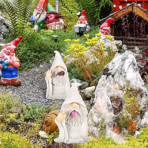 Tirifer Garden Gnome, Wizard Gnome 3D Dwarves, Polyresin Outdoor Sculpture Stick Out Tongue Gnome Statue Garden Figurine Art Garden Decoration for Lawn Yard Balcony Porch Patio