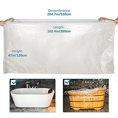 Overmonup 15 Pack Disposable Bathtub Cover Liner, Giant Bathtub Liner Plastic Bag, for Salon, Household and Hotel Bath Tubs (102 x47Inch)