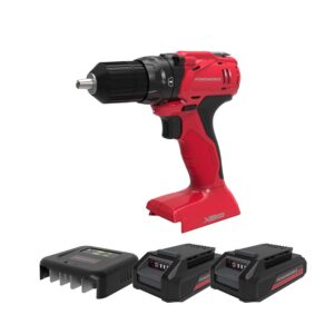powerworks 20v li-ion brushless drill set with 2 x 1.5ah battery 0.5ah charger pack, 3700513az