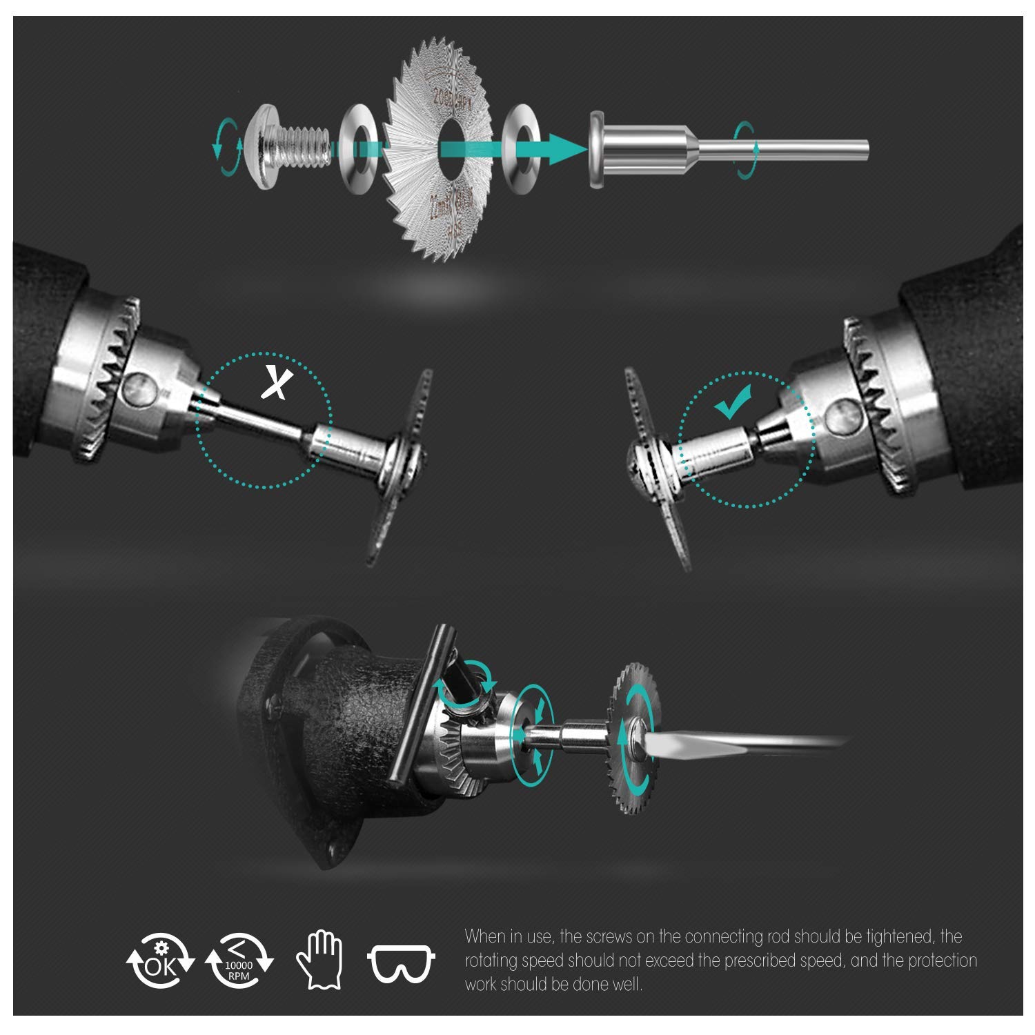 Cutting Wheel Set 46Pcs for Rotary Tool, HSS Cutting Wheels 6Pcs, Diamond Cutting Discs 10 Pcs and Resin Circular Saw Blades 30Pcs with 1/8" Shank for Wood Metal Plastic Stone Cutting