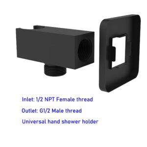 Aquaiaw Wall Supply Elbow with Flange, Solid Brass, Electroplate Matte Black. The product in review photos is NOT Aquaiaw Wall Union. Aquaiaw wall supply elbows are all by Female Inlet Tapered 1/2 NPT