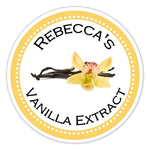 Custom Vanilla Extract Labels, Yellow And White Vanilla stickers, Homemade Kitchen Labels (1.5 Inch round, 30 count)