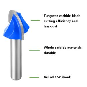 MEIGGTOOL 8Pcs Cove Box Cemented Carbide Router Bit for Woodworking, MDF and Plywood, 1/4" Shank Round Nose, 1/4" 5/16" 3/8" 1/2" 5/8" 3/4" 7/8" 1" Cutting Diameter