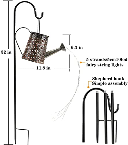 Morestar Solar Watering Can Garden Decor,Solar Lights Outdoor Decorative,Waterproof Solar Garden Lights Christmas Gift for Mom Grandma Women,Hanging Solar Lantern Decor for Table Patio Porch Yard Lawn