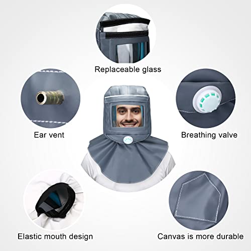 Holulo PVC Sandblasting Cap Sand Blasting Hood Cap Sandblaster Shawl with Face Shields Sandblaster Protective