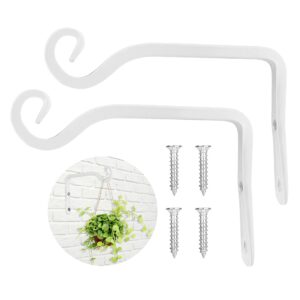 onepeng Plant Hanger Indoor/Outdoor 6 inch Metal Wall Plant Hook Decorative Plant Hanger for Bird Feeders, Planters, Lanterns, Wind Chimes, Home Decor(2Pack,White)