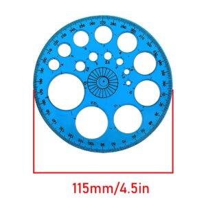 ZZHXSM 2 Pcs 360 Degree Circular Plastic Protractor Circle Maker Ruler Colorful Template, 15cm Blue