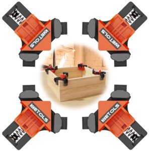 wetols corner clamp, 90 degree right angle clamp for woodworking,4pcs fast adjustable quick spring loaded woodworking clamp, gifts for dad, birthday gifts for men, photo framing-orange