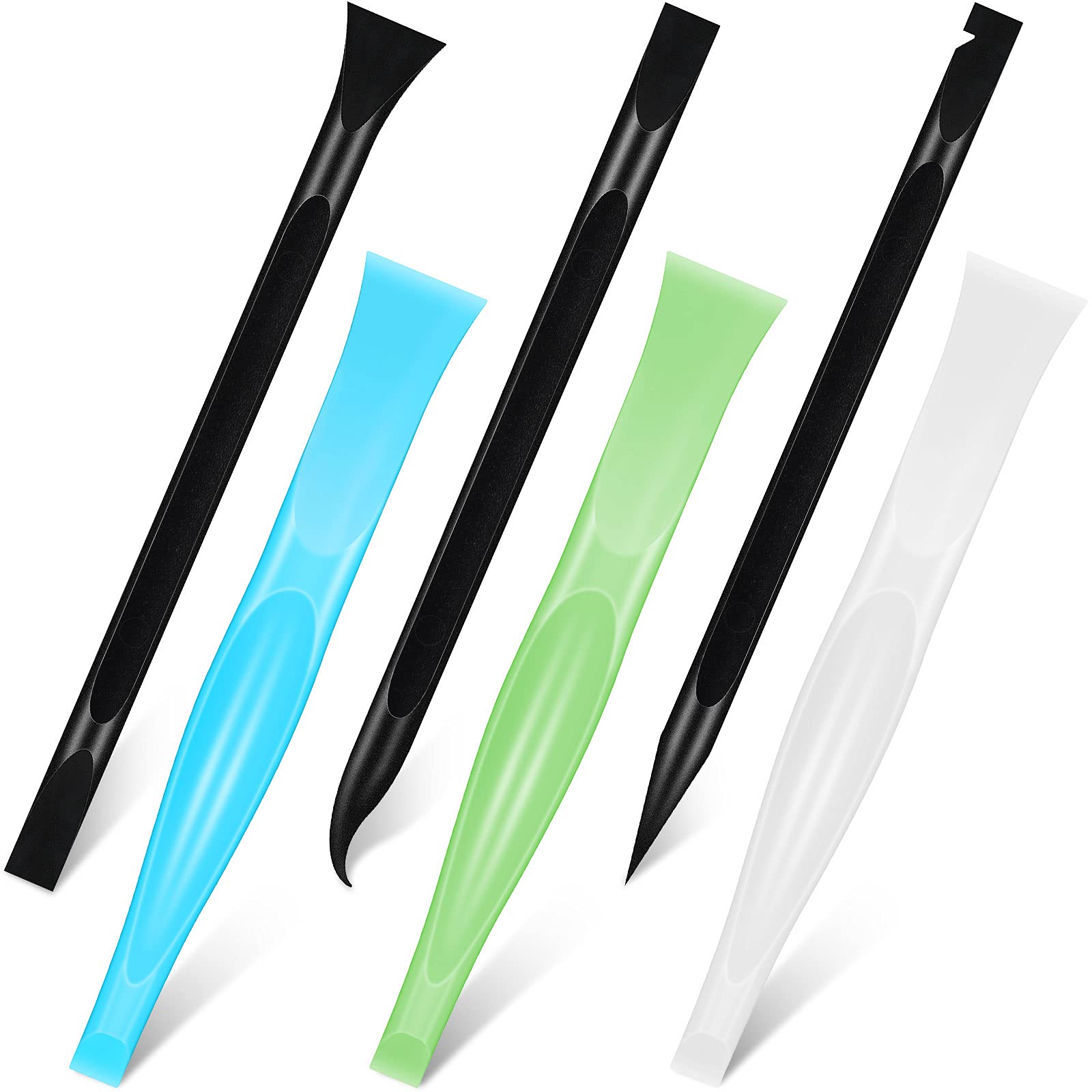 Non-Scratch Plastic Scraper Tool Carbon Fiber Plastic Cleaning Scraper Tool Pen-shaped Scraper Tool Stiff Scraper Cleaning Tool for Kitchen Sticker Scratch Cleaning (6, Mixed Color)