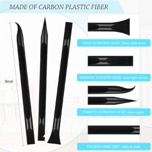 Non-Scratch Plastic Scraper Tool Carbon Fiber Plastic Cleaning Scraper Tool Pen-shaped Scraper Tool Stiff Scraper Cleaning Tool for Kitchen Sticker Scratch Cleaning (6, Mixed Color)