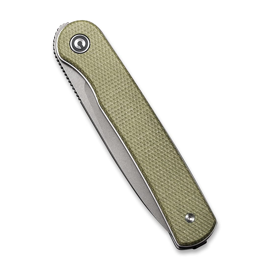 CIVIVI Stylum Pocket Knife, Double Detent Slip Joint Folding Knife with a Front Flipper Opener, 2.96" 10Cr15CoMoV Blade Micarta Handle C20010B-B (Olive)