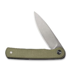 CIVIVI Stylum Pocket Knife, Double Detent Slip Joint Folding Knife with a Front Flipper Opener, 2.96" 10Cr15CoMoV Blade Micarta Handle C20010B-B (Olive)