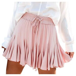 bravetoshop women's casual floral print pleated mini skirt high waist a-line ruffle cute short skirts y2k streetwear (pink,s)