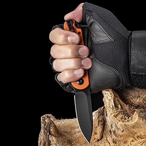 CIVIVI Folding Pocket Knife, 2.96" D2 Blade G10 Handle, Elementum Liner Lock Flipper Knife with Deep Carry Pocket Clip for EDC C907Y (Orange)