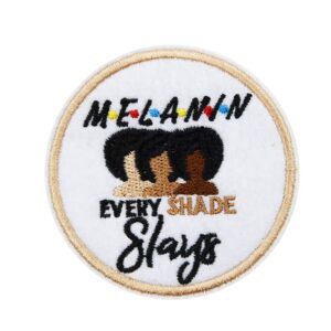 melanin every shade slays embroidered iron on patch blm black lives matter