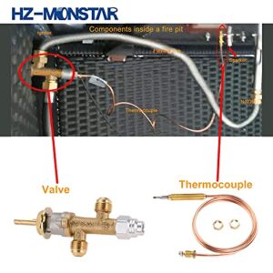 HZ-MONSTAR Low Pressure LPG Propane Gas Fireplace Fire Pit Flame Failure Safety Control Valve Kit with Igniter Assembly Fire Pit Igniter, Push Button Ignition Kit for Gas Grill, Heater, Fire Pit