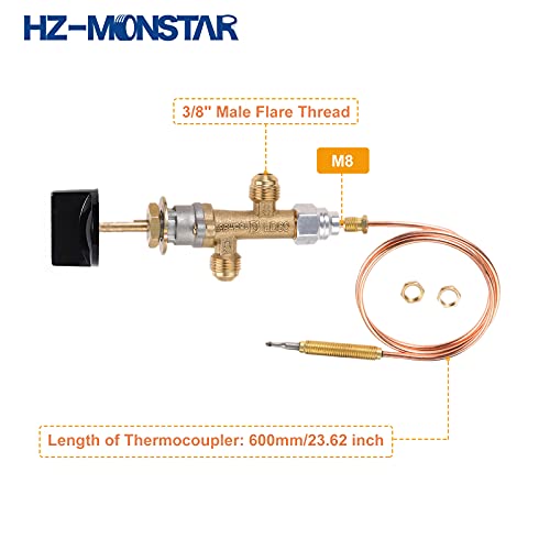 HZ-MONSTAR Low Pressure LPG Propane Gas Fireplace Fire Pit Flame Failure Safety Control Valve Kit with Igniter Assembly Fire Pit Igniter, Push Button Ignition Kit for Gas Grill, Heater, Fire Pit