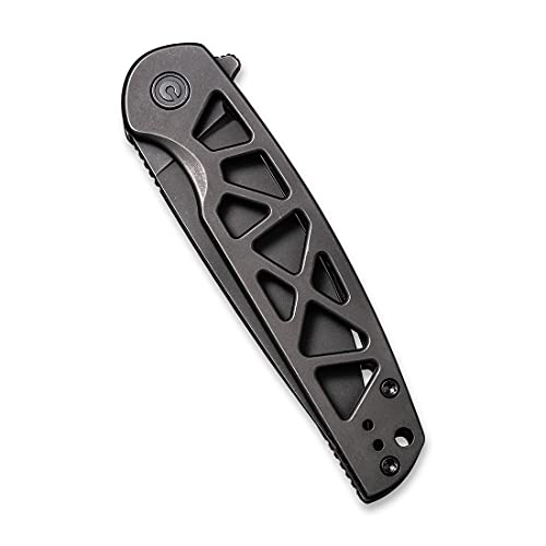 CIVIVI Perf Frame Lock Pocket Knife, Flipper Knife with 3.12" Nitro-V Drop Point Blade, Skeletonized Stainless Steel Handle C20006-B (Black)