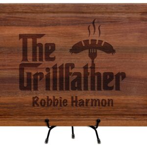 The Grillfather Wood Cutting Board, Christmas Gift Idea, BBQ Gift, Personalized Gift for Men, Dad, Grandpa, Custom Engraved Cutting Board, Father's or Grandpa's Birthday Gift, Grill Master