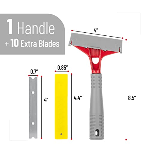 Bates- Razor Blade Scraper, 4" Scraper Tool with 10 Extra Scraper Blades, Paint Scraper Tool, Floor Scraper, Razor Scraper, Glass Scraper, Scraper for Cleaning, Window Scraper, Cleaning Scraper