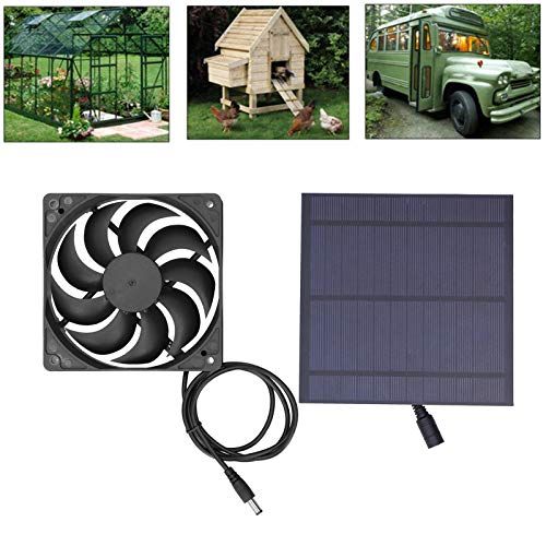 01 Greenhouse Ventilator, Solar Panel Cooling Fan Portable 6V 5W Ventilation Equipment for Chicken Houses for Tree Houses for Pet Houses for Kennels