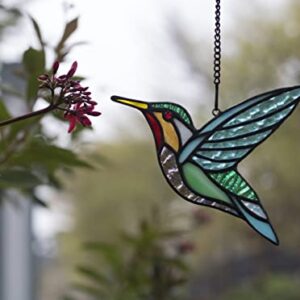 HAOSUM Stained Glass Birds Window Hangings, Stained Glass Hummingbird Decorations,Bird Suncatcher for Window Decor Hummingbird Gifts for Mom,Bird Lovers