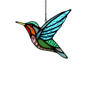 haosum stained glass birds window hangings, stained glass hummingbird decorations,bird suncatcher for window decor hummingbird gifts for mom,bird lovers