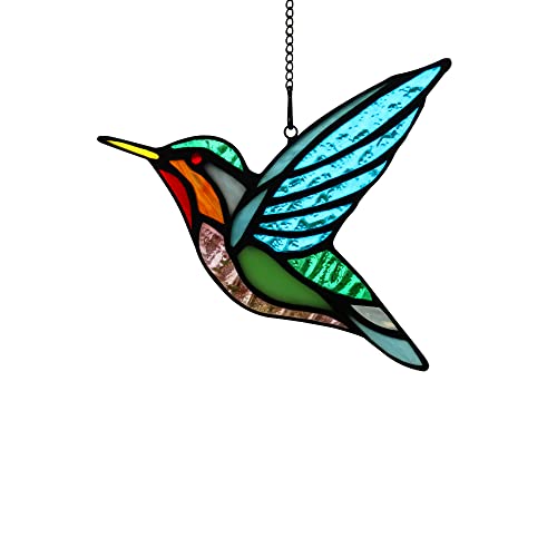 HAOSUM Stained Glass Birds Window Hangings, Stained Glass Hummingbird Decorations,Bird Suncatcher for Window Decor Hummingbird Gifts for Mom,Bird Lovers