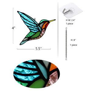 HAOSUM Stained Glass Birds Window Hangings, Stained Glass Hummingbird Decorations,Bird Suncatcher for Window Decor Hummingbird Gifts for Mom,Bird Lovers