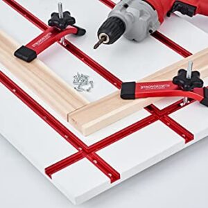 T Track 36" with Wood Screws-Double Cut Profile Universal T-Track with Predrilled Mounting Holes-T Track Woodworking-Fine Sandblast Anodized-Red Color-4PK