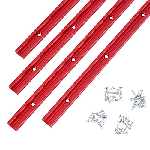 T Track 36" with Wood Screws-Double Cut Profile Universal T-Track with Predrilled Mounting Holes-T Track Woodworking-Fine Sandblast Anodized-Red Color-4PK