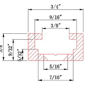 T Track 36" with Wood Screws-Double Cut Profile Universal T-Track with Predrilled Mounting Holes-T Track Woodworking-Fine Sandblast Anodized-Red Color-4PK