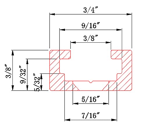 T Track 36" with Wood Screws-Double Cut Profile Universal T-Track with Predrilled Mounting Holes-T Track Woodworking-Fine Sandblast Anodized-Red Color-4PK