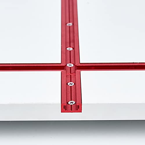 T Track 48" with Wood Screws-Double Cut Profile Universal T-Track with Predrilled Mounting Holes-T Track Woodworking-Fine Sandblast Anodized-Red Color-4PK