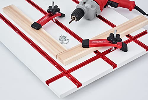 T Track 48" with Wood Screws-Double Cut Profile Universal T-Track with Predrilled Mounting Holes-T Track Woodworking-Fine Sandblast Anodized-Red Color-4PK