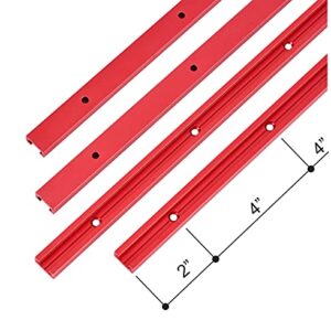 T Track 48" with Wood Screws-Double Cut Profile Universal T-Track with Predrilled Mounting Holes-T Track Woodworking-Fine Sandblast Anodized-Red Color-4PK